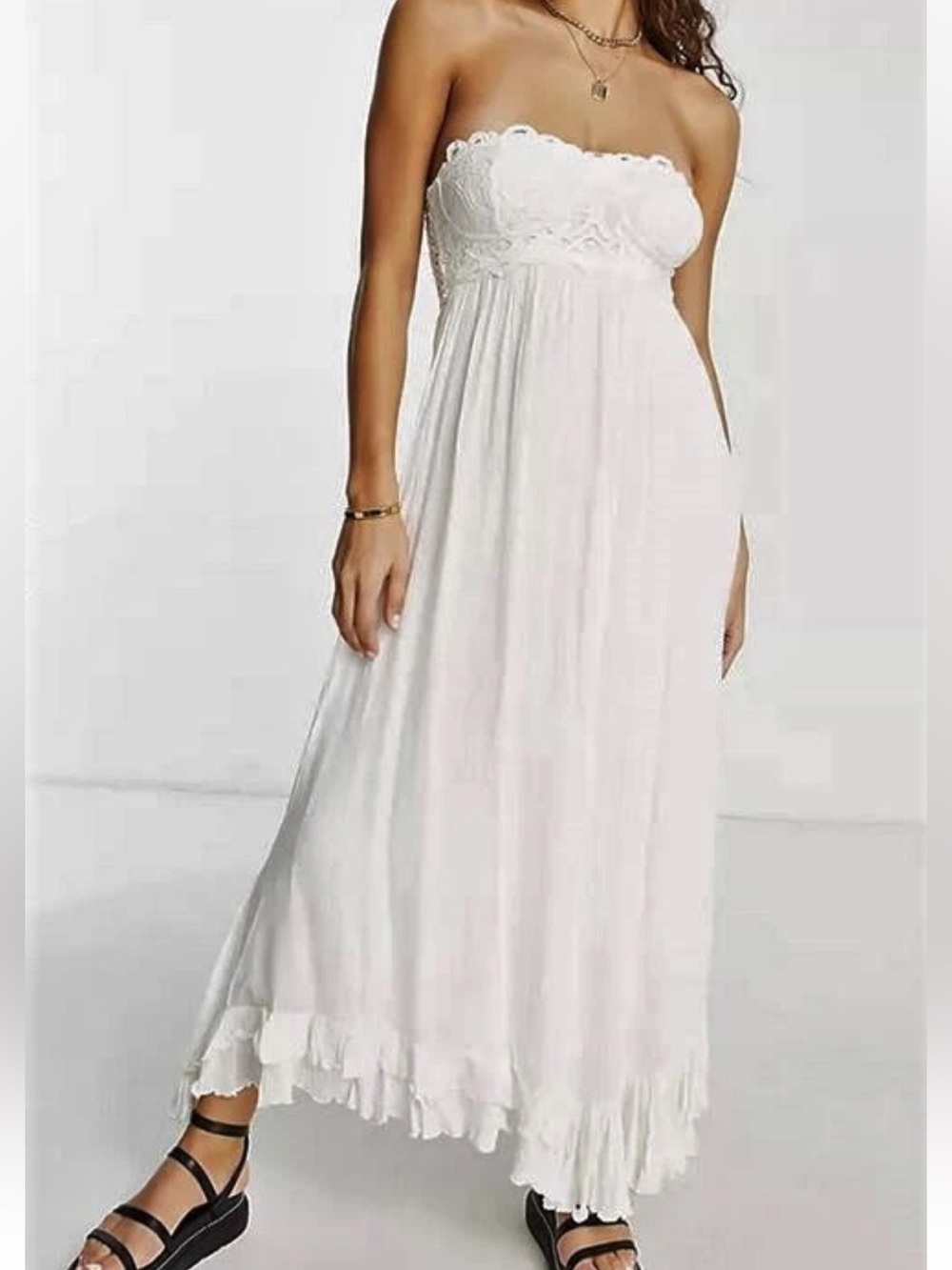 FP One Free People Ivory Adella Corset Maxi Dress size Medium